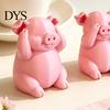 Small Pig Statue for Zen Atmosphere 3 Pcs Cute Mini Figurines, 3D Printed See Hear Speak No Evil Creative Resin Gift Pink Statue, Novelty Cartoon