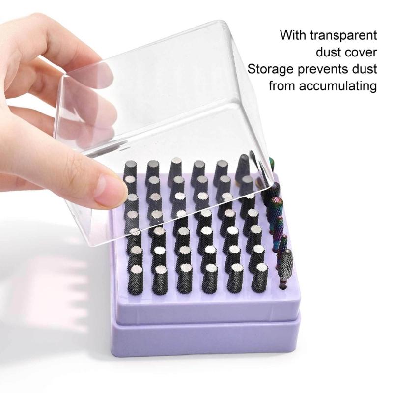 49 Hole Nail Drill Bit Storage Box Universal For Nail Grinding Heads Dustproof Professional Salon Organizer
