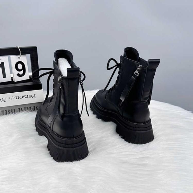 Women's boots British style single leather boots for women 2026 new versatile handsome fashion slim boots height increasing