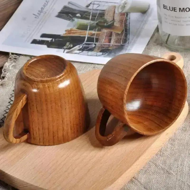 Simple Handmade Wooden Cup Drinking Natural Milk Tea Coffee Beer Drinkware Mugs Travel Teaware Home Bar Kitchen Gift Decor