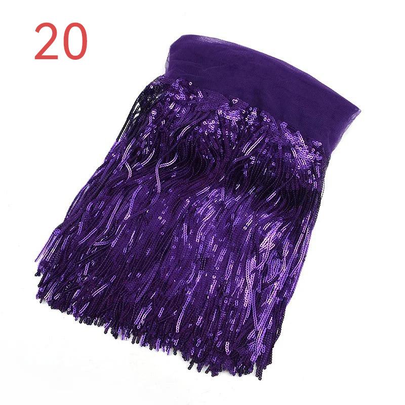 10 Yard 20cm Colorful Sequins Tassel Lace Fabric Fringe Trim Ribbon Latin Dance Performance Dresses Decor Diy Sewing Accessories