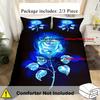 Blooming Blue Rose 3D Printed Quilt Cover Beautiful Rose Bedding Cover Pillowcase Luxury Home Textiles Floral Duvet Cover Sets