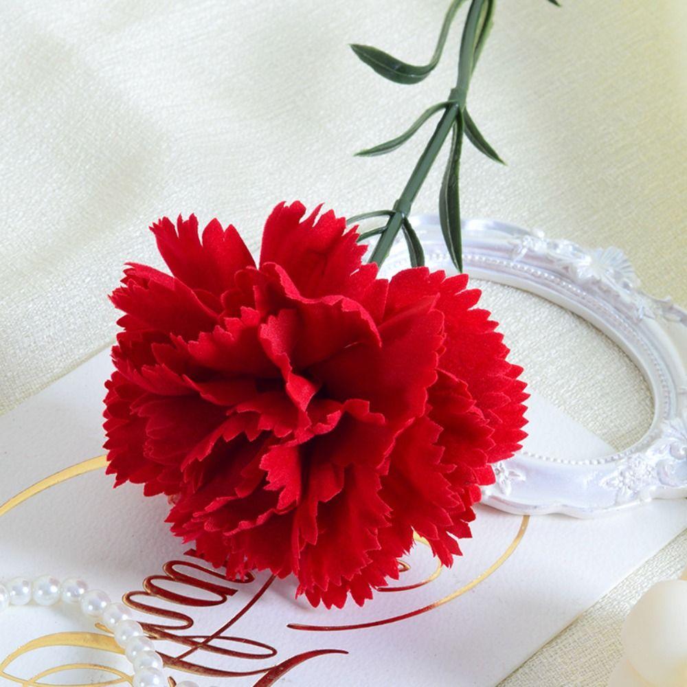 DIY Craft Artificial Red Carnations 54cm Fake Plants Simulation Carnation Flower  Garden