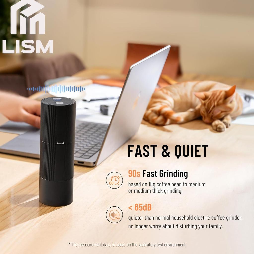 Electric Burr Coffee Grinder All-Metal Portable USB Rechargeable with  48 Settings for Espresso