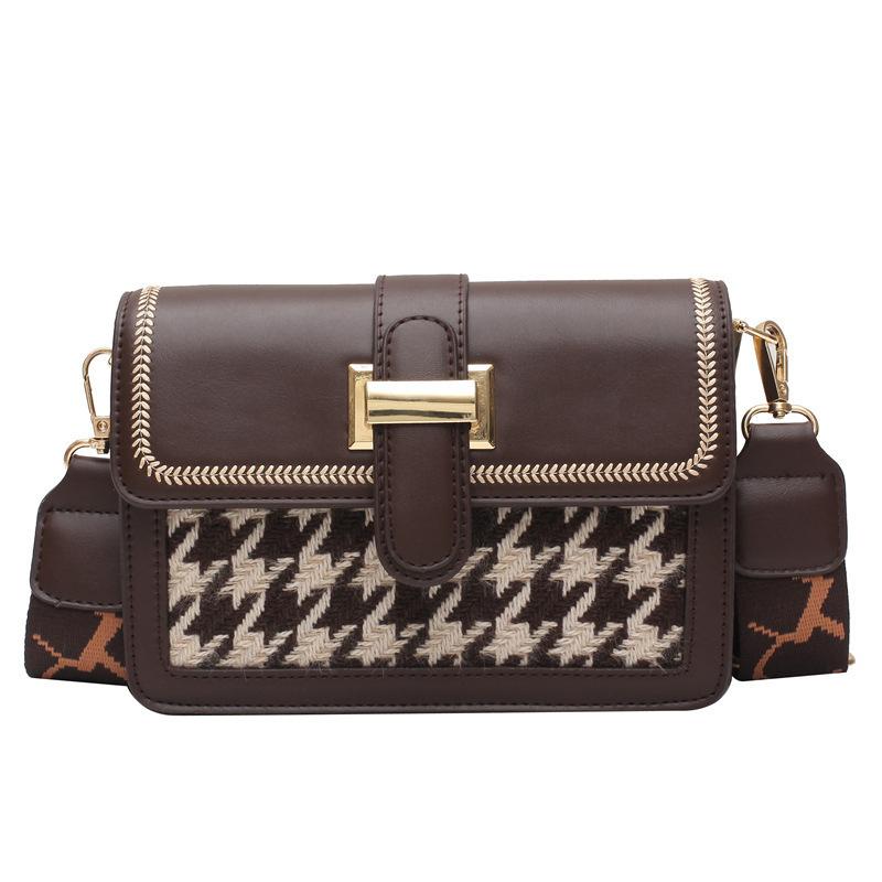 New Women's Bag Fashion Retro Trend Small Square Bag Contrasting Color Shoulder Messenger Bag Ins Foreign Style Bag Women