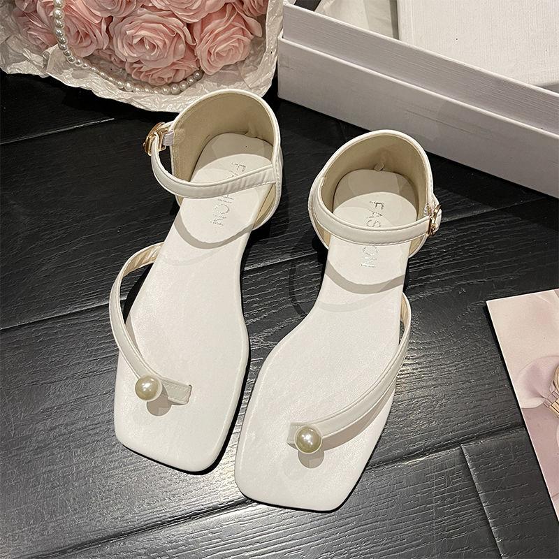 Roman Style Outdoor Pearl With Low Heels Open Toe Sandals for Women New Breathable The Best Chic and Elegant Woman Shoes