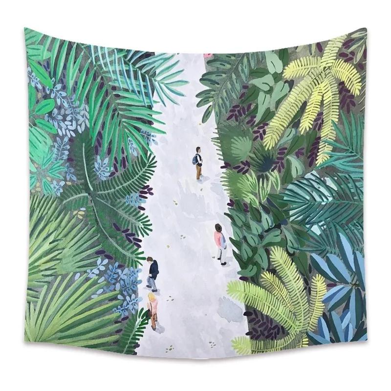 Retro Comic Green Plant Tapestry Home Wall Decoration Tapestry Bedroom Living Room Tapestry