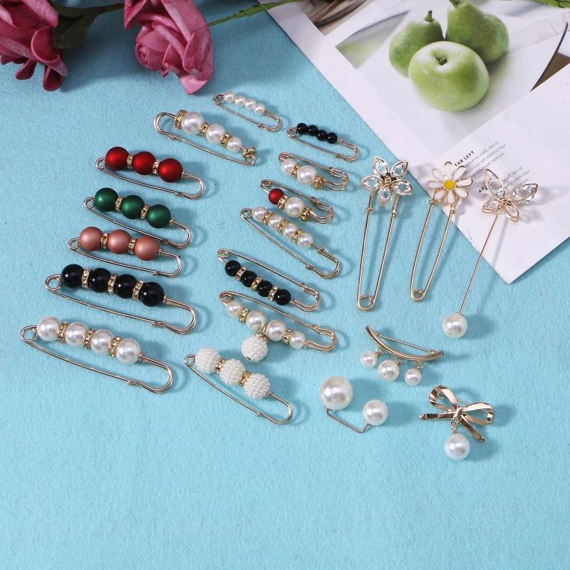 Pearls Brooch Tightening Waistband Pin Smaller Openning Bottom Brooches for Rhinestone Metal Diy Finding Accessories