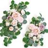 2Pcs Artificial Rose Flowers Green Plant Decoration, For Outdoor Patio Garden Wedding Reception Background Decoration, Flower Decoration Wall Home
