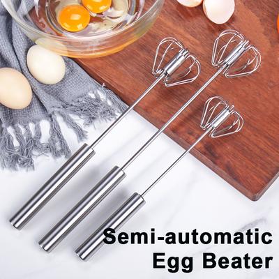 Frullino per le uova semiautomatico Frusta per uova in acciaio inossidabile 304 Miscelatore manuale a mano Girante automatico Agitatore per uova Accessori da cucina Utensili per uova