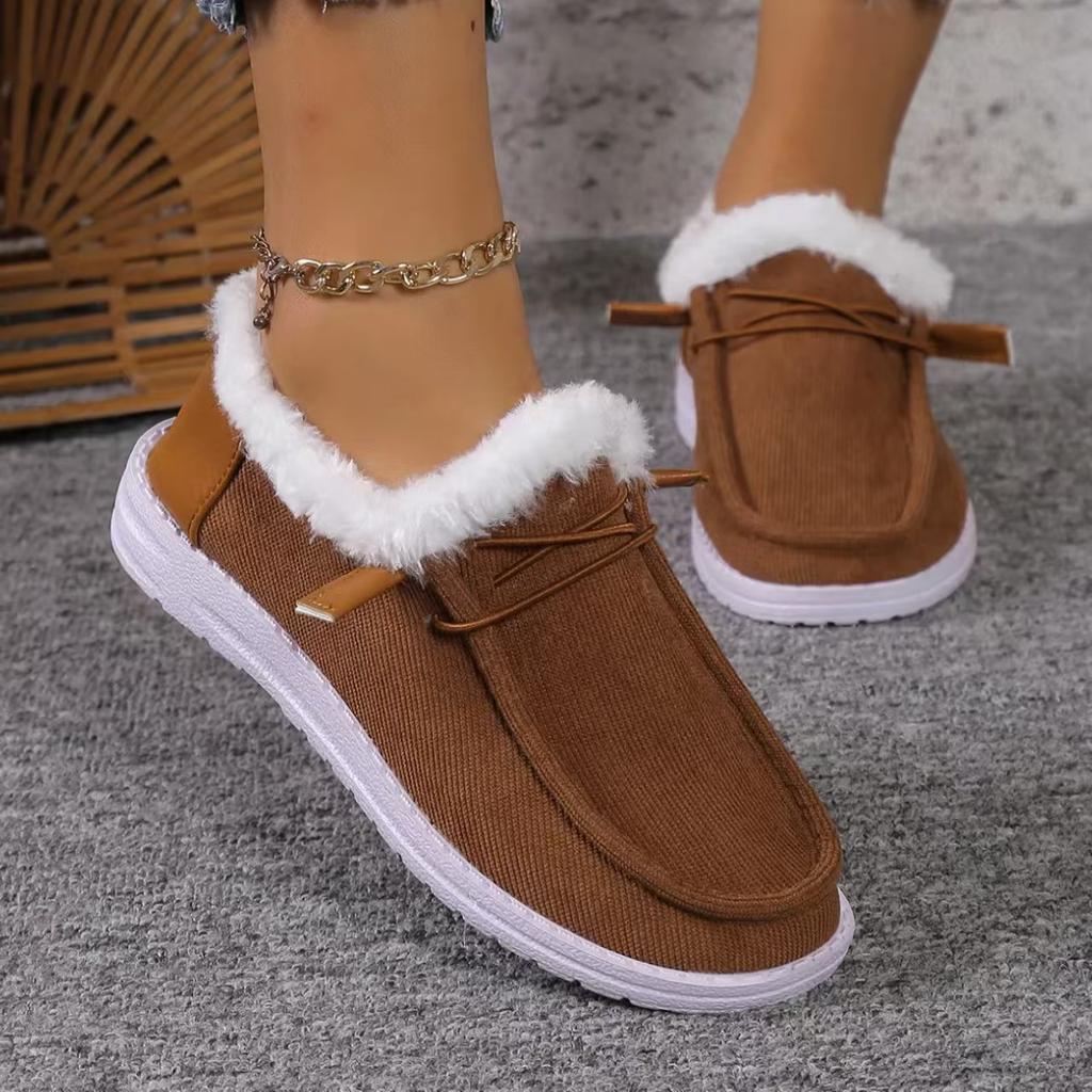 Fashion Comemore Cotton Shoes 2025 Autumn and Winter New Velvet Thickened Fur Warm Flats Casual Slip on Suede Solid Color Snow Loafers