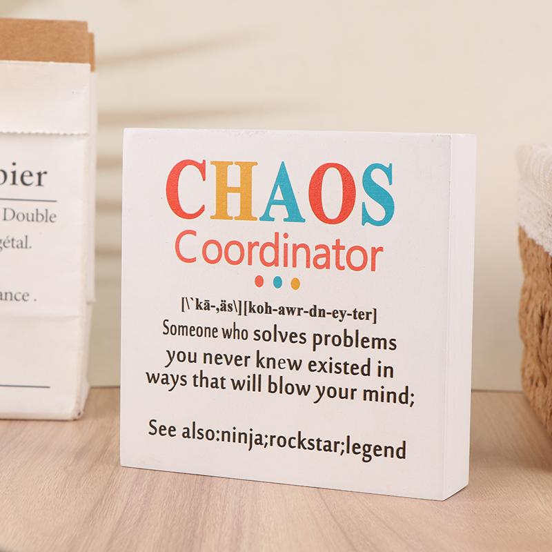 Chaos Coordinator Gifts Office Decor Wooden Box Sign Administrative Professional Day Gifts Thank You Gifts For Boss Coworker Tea