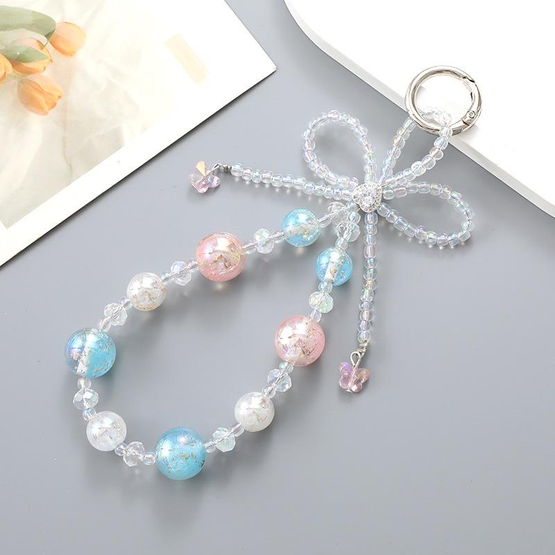 Sweet Lace Bow Beaded Keychain Y2K Phone Charm Pendant Bag Hanging Pendant Fashion Bags Keychain Accessories Cute Gift For Women