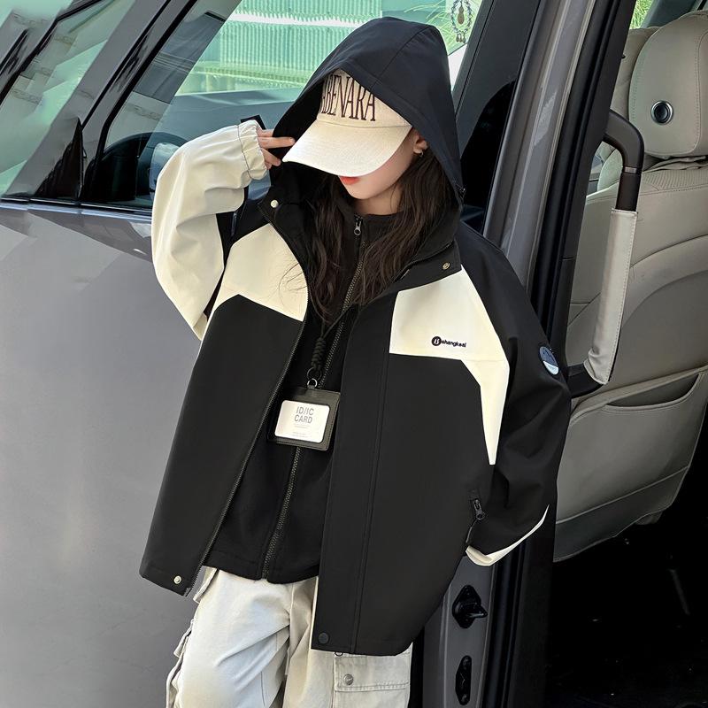 

Девичья куртка-ветровка 3-в-1: Осень/Зима 2025, Большой ребенок, Водонепроницаемая уличная одежда 170 cm