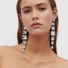 New geometric rhinestone pendant earrings silver square diamond earrings atmospheric personality earrings female gold