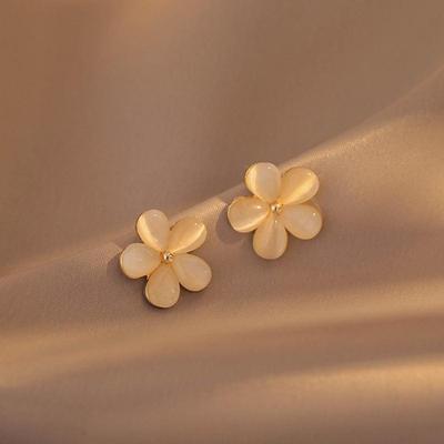 S925 Silber Katzenauge Blume Ohrstecker – Eleganter und Schlichter Schmuck für Damen