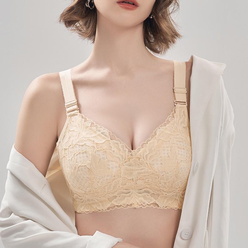 Large Size Lingerie Women's Collection Accessory Breast Anti Sagging Adjustable Bra Thin Bra No Steel Ring Bra