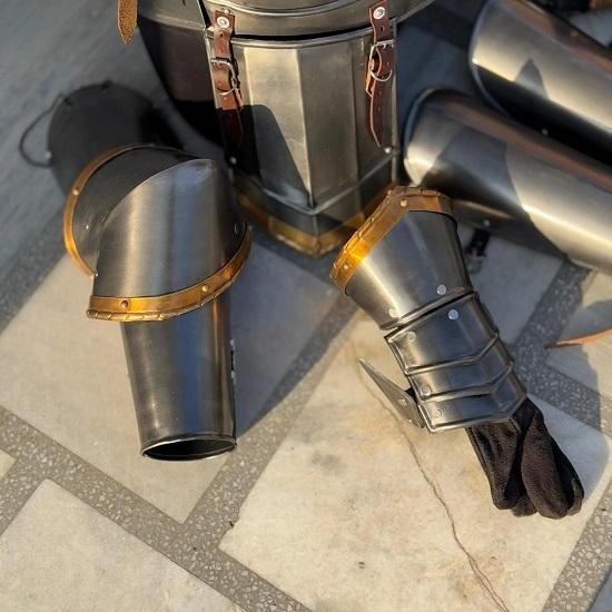 Moria Dvärg Dvärgstål Riddarrustning Kostym Helkroppsrustning Med Kyrass, Benskenor, Hjälm Cosplay Larp Helkroppsrustning