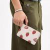 Coach Corner Zip 16 Strawberry Print Leather Clutch Small Women Clutch Chalk Red CBB81-IMCAH