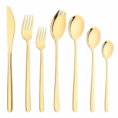 Set di stoviglie in stile coreano 18/10 a specchio Set di stoviglie in acciaio inossidabile Coltello Forchetta Cucchiaio da dessert Set di posate sicure per alimenti