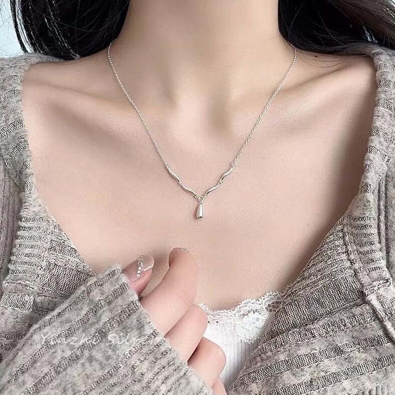 New 925 Sterling Silver Geometric Shape Necklace Simple Personality Charm Woman Pendant Choker Birthday Gift Exquisite Jewelry