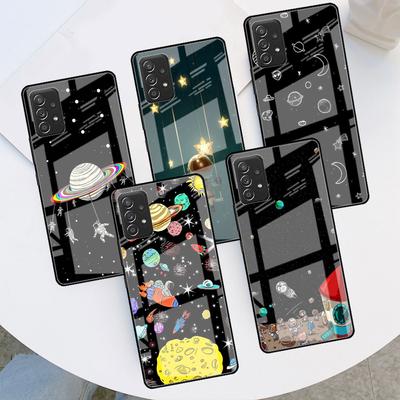 Glashülle für Samsung Galaxy A52 A71 A50 A51 A70 A21s A31 A72 A10 A12 A30 A22 5G Handyhülle Astronaut Raumschiff