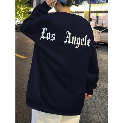 Art Letter Los Angeles Male Sweatshirts Hip Hop Simple Pullovers Fleece Casual Hoodies Autumn Comfortable Streetwear Pullovers & Long Sleeves Men’s