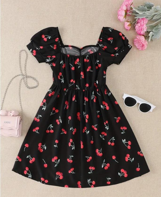 Europe, America, Temu, Amazon, Fashionable and Elegant Printed V-neck Dress, Summer New A-shaped Short Skirt Wholesale
