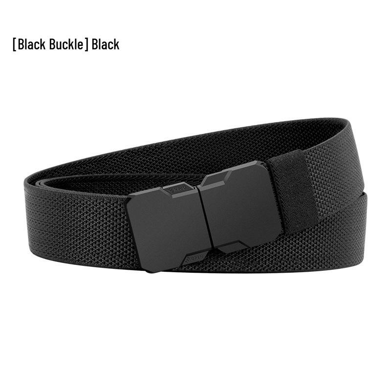 New Men's Breathable Elastic Woven Belt with Alloy Buckle