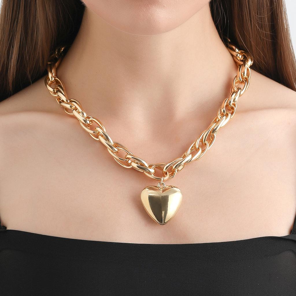Layered   Heart Necklace O Shaped Fashionable Personalities   Necklace for Women