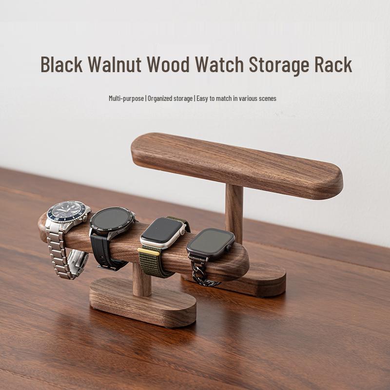 High-End Black Walnut Wood Watch and Bracelet Display Stand