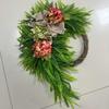 Rustics Floral Wreath Wall Hanging Rattan Frame With Artificial Hydrangea Blooms Ornament For Indoor Decoration
