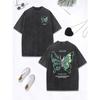 Personality Hollow Out Butterfly Prints Washed T-Shirts Women Cotton Oversized Tops Distressed T Shirt Summer Clothes