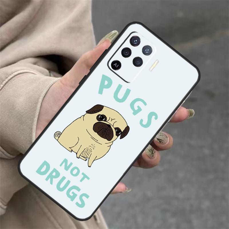 CUTE PUPPY PUG DOG MOPS For OPPO A98 A78 A58 A79 A15 A17 A77 A16 A76 A96 A52 A72 A5 A9 A94 A74 A57S A53S A54S Case