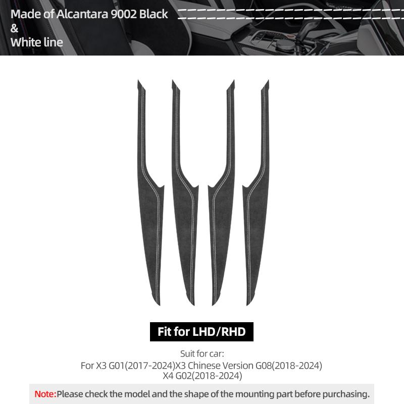 For BMW X3 G01 G08  X4 G02 Made of Alcantara Car Interior Door Panel Trim Strips Performance Stickers 4pcs Tuning Accessories