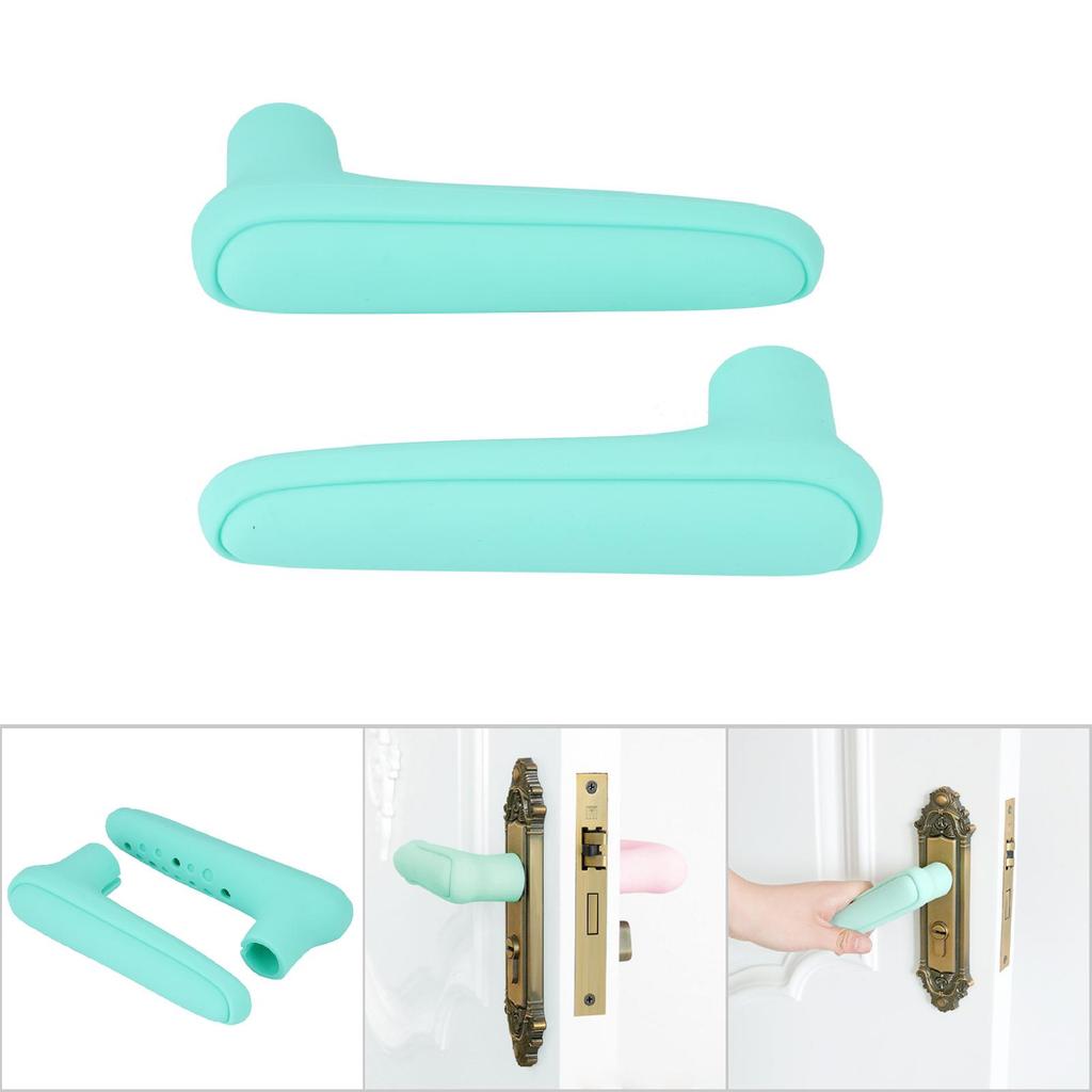 2 Stück Haushalt Baby Silikon Sicherheits Türgriff Knauf Schutzhülle Handschuhe Hellgrün