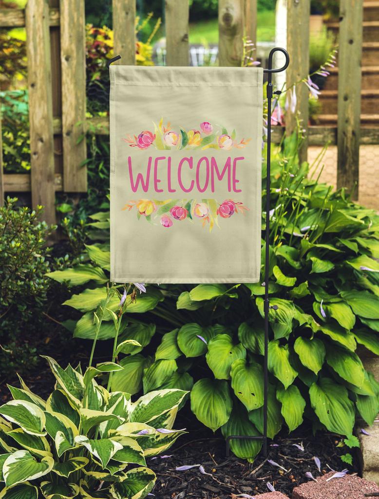 Printtoo Tan Welcome Garden Summer Camping  Flags  For Campers Double Sided  Flag Outdoor Garden