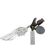 Men's Antique Bronze Wing Keychain with Woven Leather Pendant