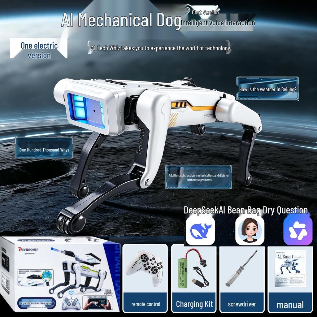 Smart AI Robot Dog with Voice Dialogue, Remote Control, Call Function, Item Pickup & Cannonball Shooter