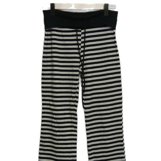 

American Street Style Black & White Striped Elastic Waist Straight Leg Casual Pants Small чёрный/белый