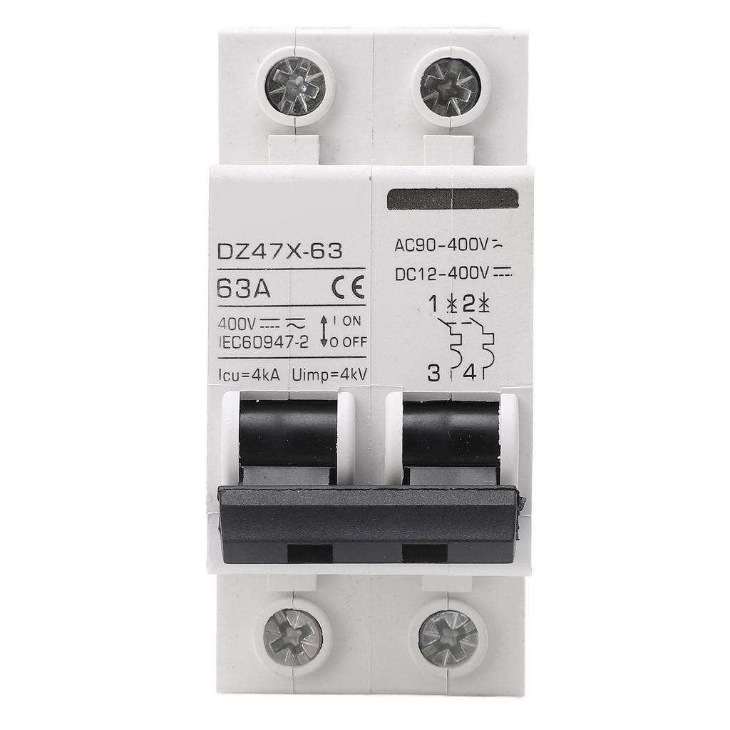 AC DC Miniature Circuit Breaker 63A 2P DIN Guide Rail Flame Retardant Circuit Breaker for Solar