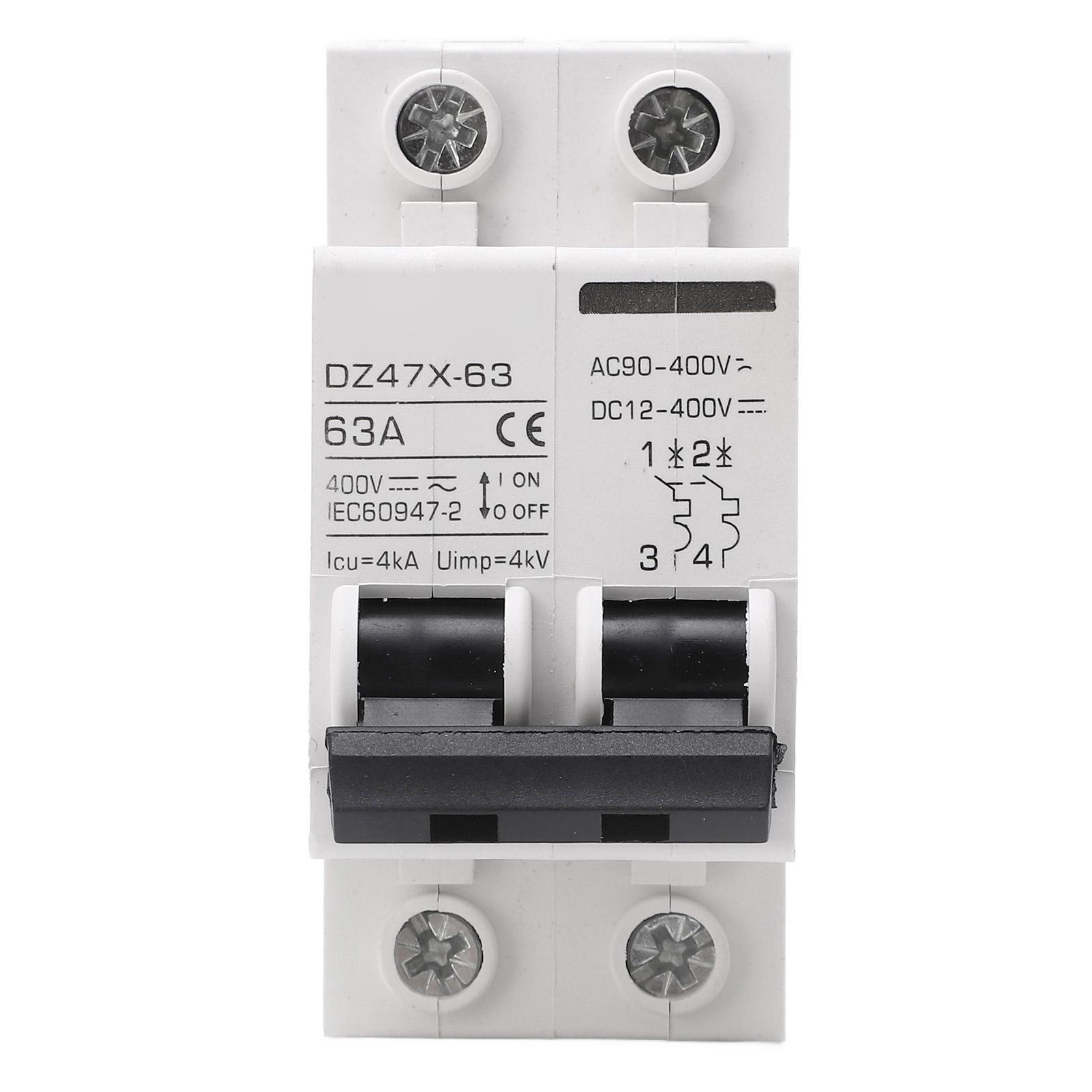 

AC DC Miniature Circuit Breaker 63A 2P DIN Guide Rail Flame Retardant Circuit Breaker for Solar Pane