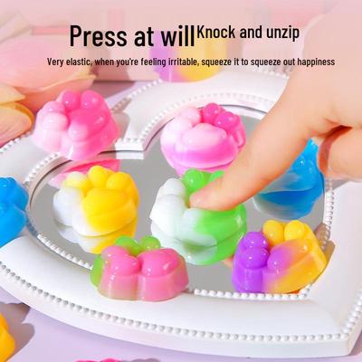 Colorful Cat Paw Squeeze Toy - Cute Decompression & Venting Accessory