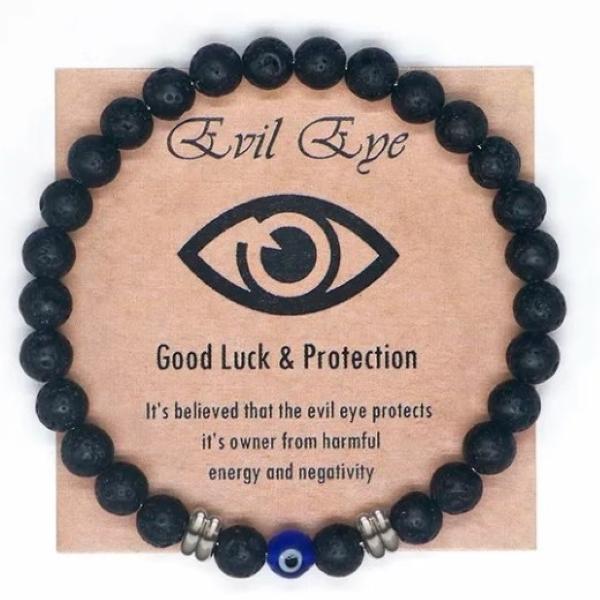 Natural Tiger Eye Bead Bracelet Men Women Turkish Amulet Protection Blue Evil Eye Spiritual Jewelry