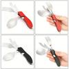 Couverts Multifonction 4 en 1 pour Extérieur Fourchette/Cuillère/Couteau/Ouvre-Bouteille, Kits de Poche Pliants en Acier Inoxydable pour Camping Randonnée Survie Voyage