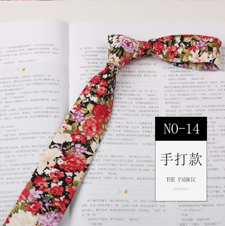 Floral Tie Men'S Patterned Cotton Shirt Macaron Printed Narrow Edition 6Cm Hand Tie Korean Casual Women'S Tie