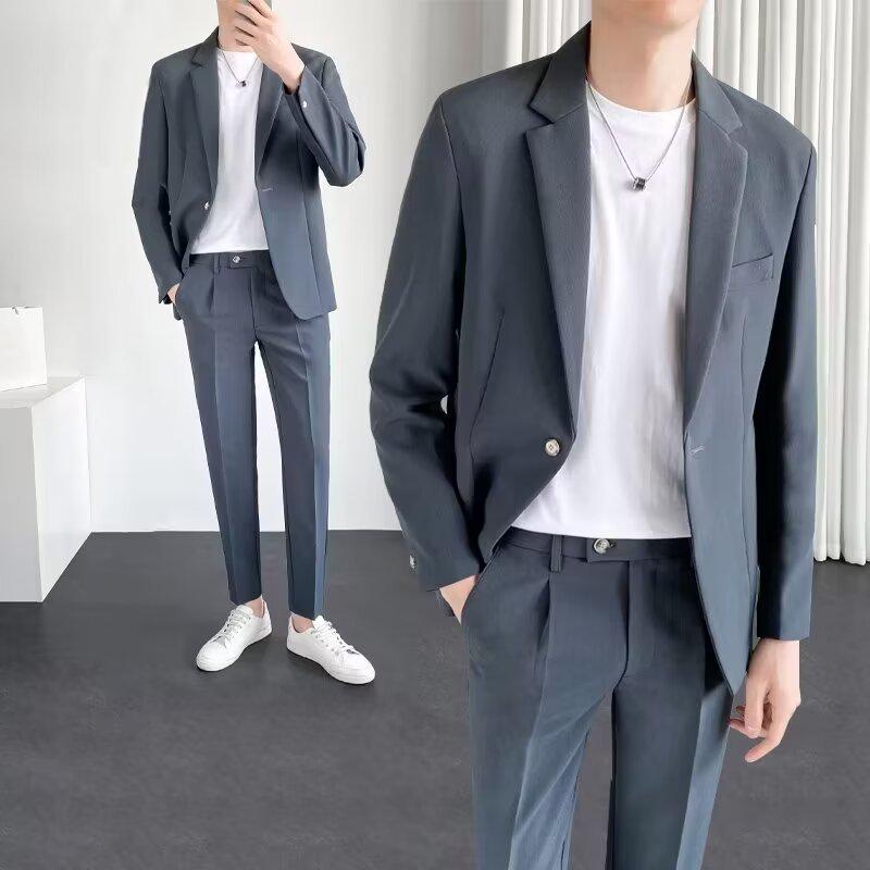 Stilvolle Herren-Freizeitanzüge: Koreanische Business-Anzüge und Hosen-Set für Frühling, Sommer und Herbst