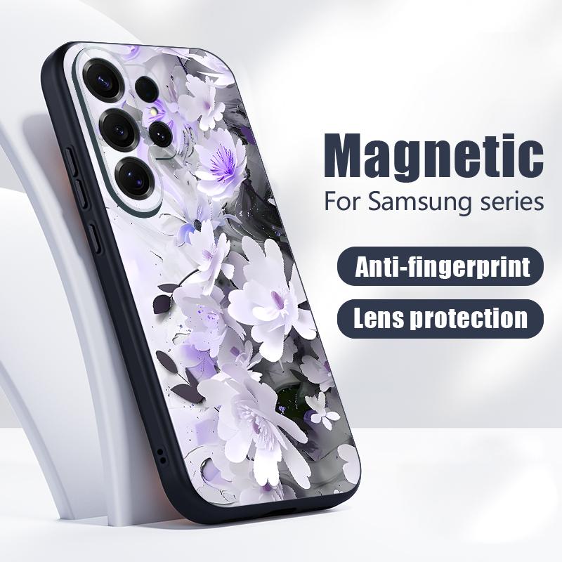INS Watercolor Flower Magnetic Case For Samsung S26 Ultra S25 Edge S24 FE S23 S22 Plus A54 A15 A35 A55 A16 A36 A56 A17 A37 A57 5G Matte Cover