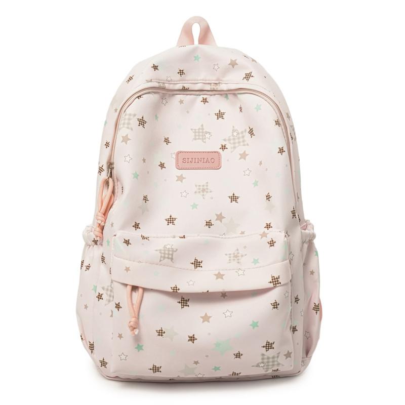 Star Print Large Capacity Backpack Grade 3-6 Student Schoolbag