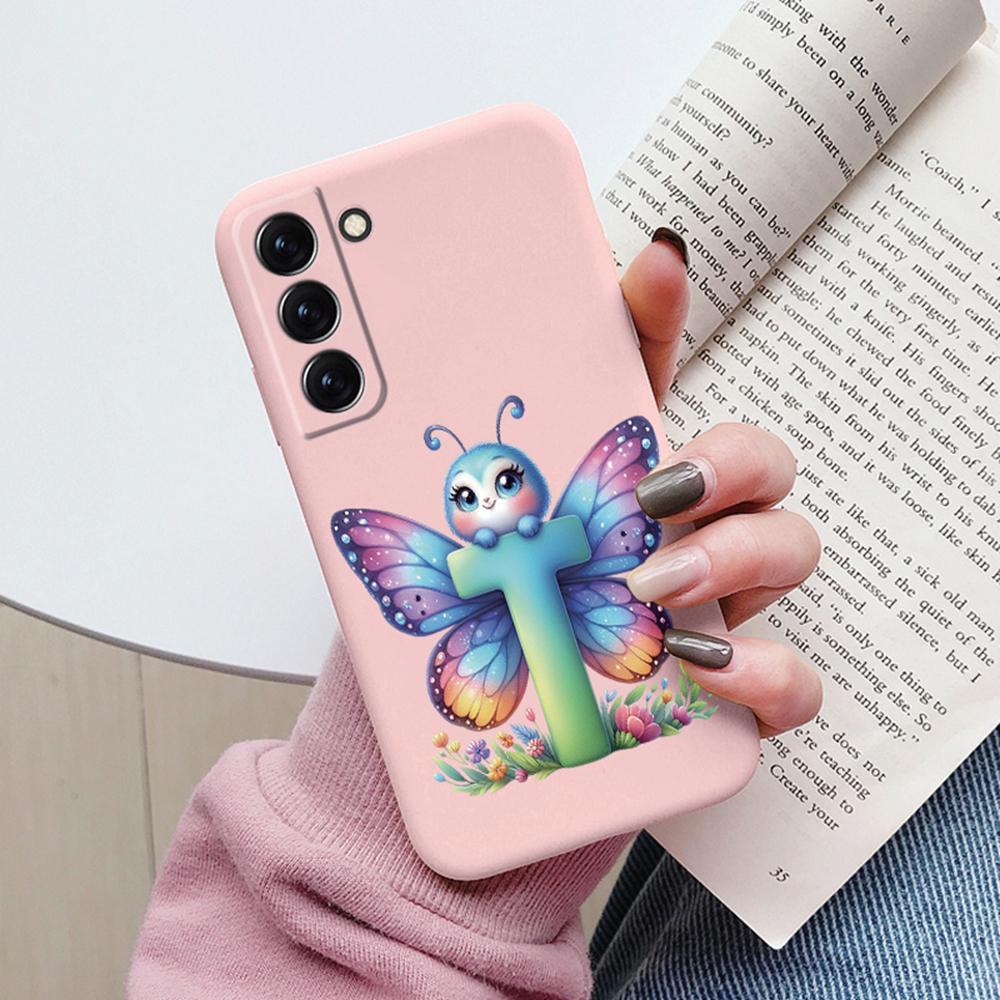 Phone Case Women For Samsung Galaxy S21 FE S22 Plus Girls Bumper Cover Colorful Letter Flower Butterfly Love samsang s22 Ultra